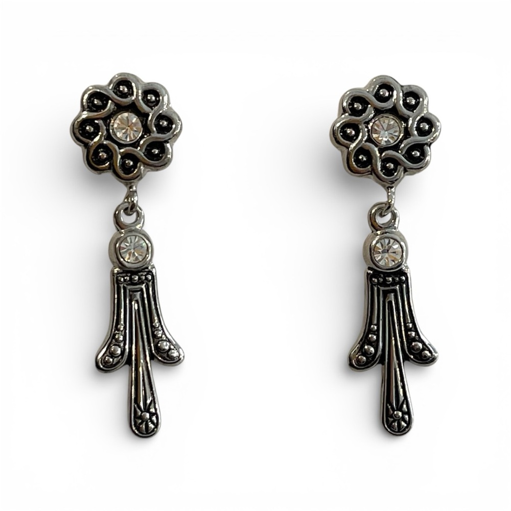 Jewels By Park Lane Dangle Black and Silver Tone Pierced Earrings